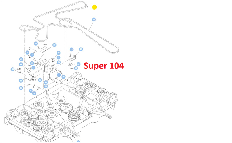 Hustler OEM 084178 Secondary Center Mower Deck Belt Fits Super 104 Model (Exception of Model 944058 and 944066)..