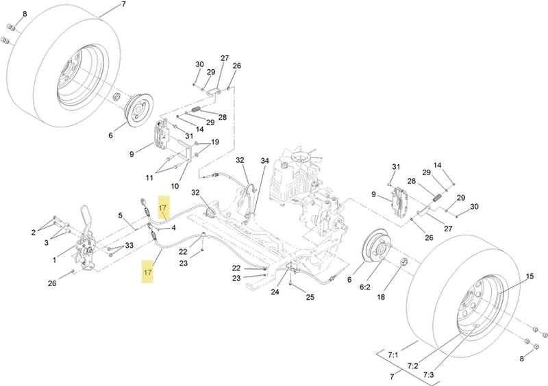 Toro OEM Brake Cable 116-8963 fits TORO Z Master 3000, 5000, and 6000 series