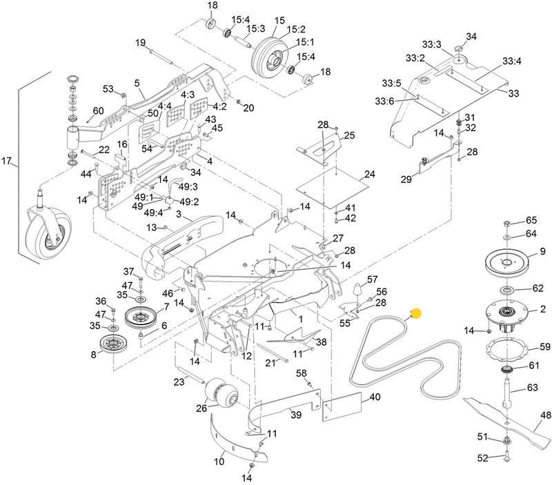 Toro OEM RIGHT-HAND Wing Deck Belt 126-6447 fits 96" Z Master 7500 series wing mowers.