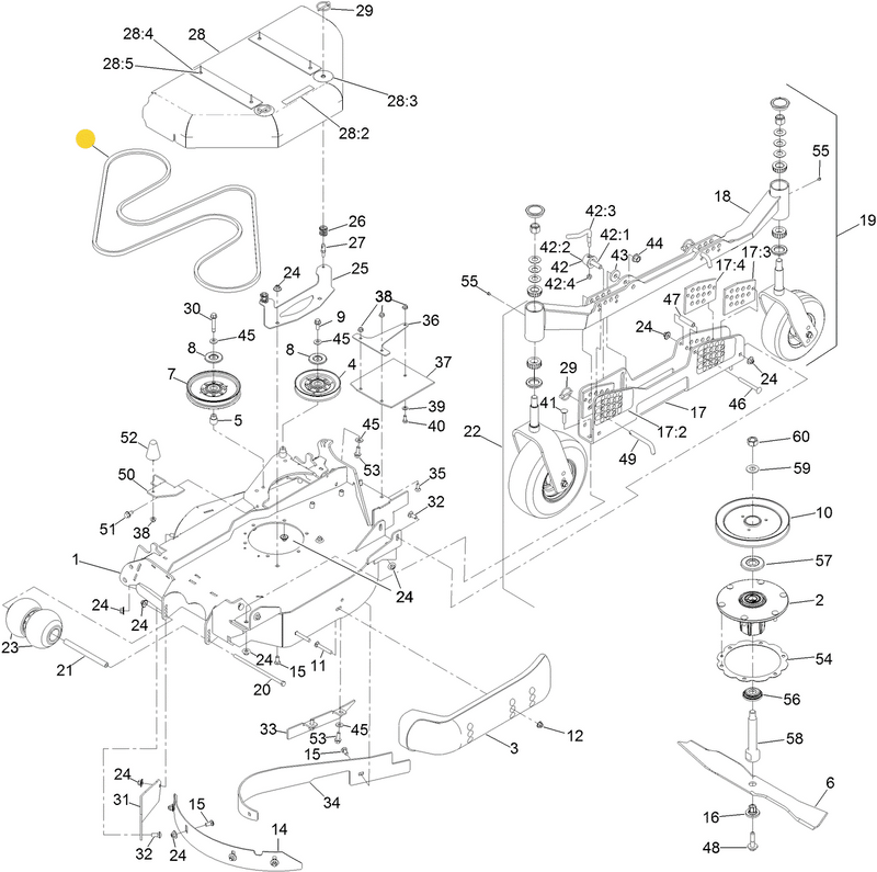 Toro OEM LEFT-HAND Wing Deck Belt 126-6442 fits 96" Z Master 7500 series wing mowers.