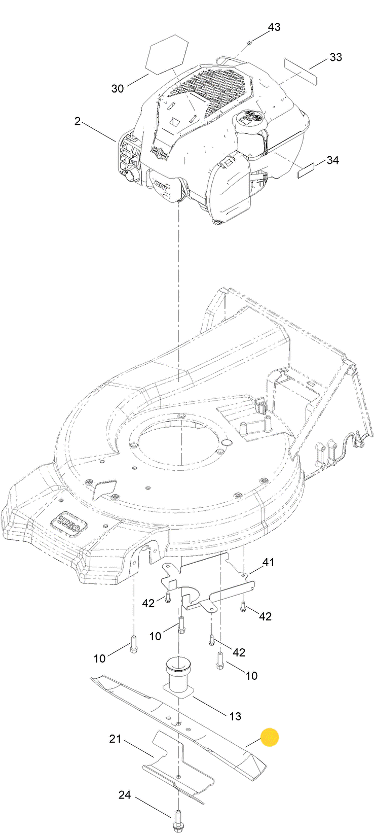 Toro OEM 133-8183-03 Dual Purpose Mower Deck Blade Fits 21" Recyclers and Super Recycler Models