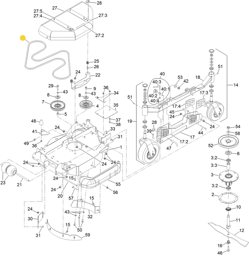 Toro OEM LEFT-HAND Wing Deck Belt 126-6442 fits 96" Z Master 7500 series wing mowers.