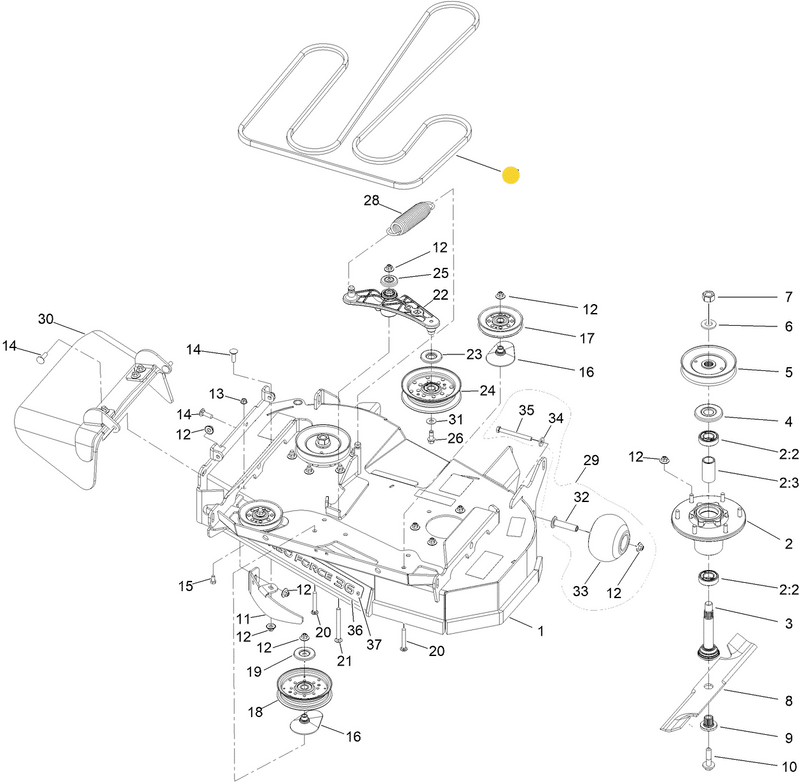 Toro OEM Mower Deck Drive Belt 135-3214 fits the 36" HDM Grandstand Model 74535.