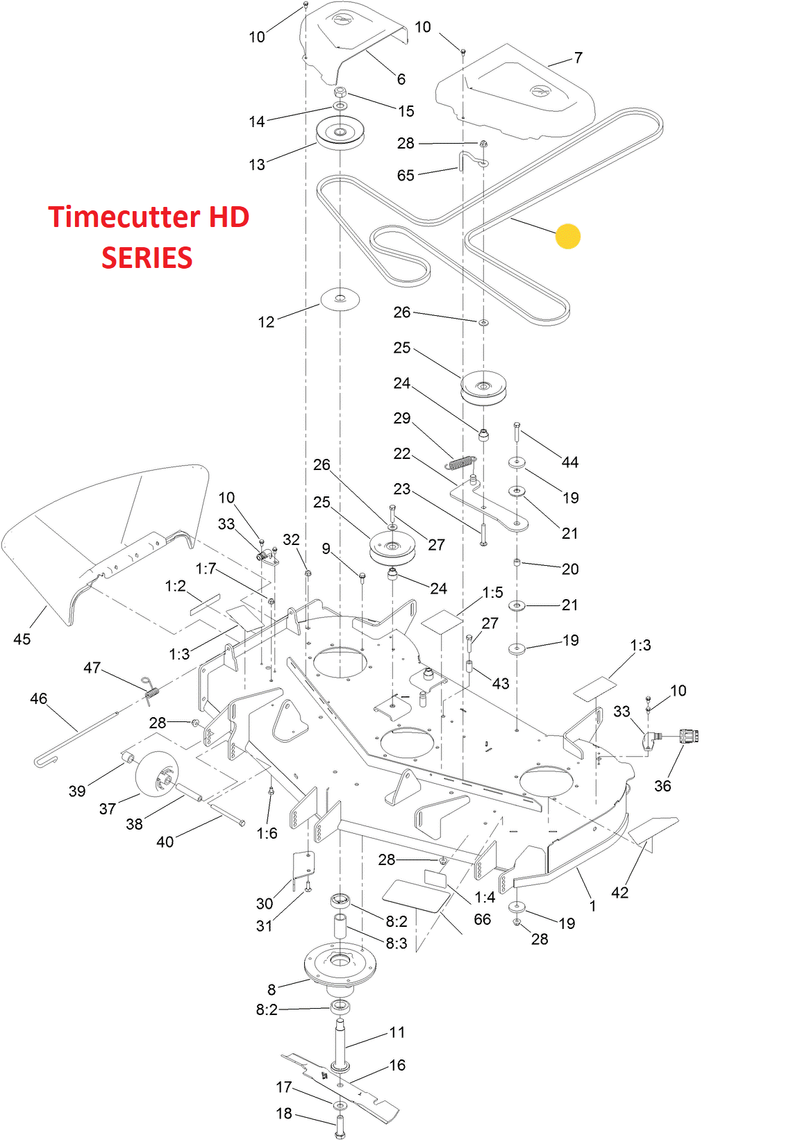 Toro OEM 133-7075 Mower Deck Belt Fits Toro Older 48" Timecutter HD Models and Older 48" Titan Models.