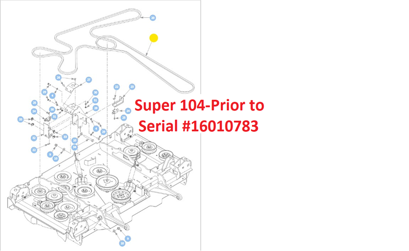 Hustler OEM 603786 Primary Center Mower Deck Belt Fits Super 104 Model - Prior to Serial Number 16010783.
