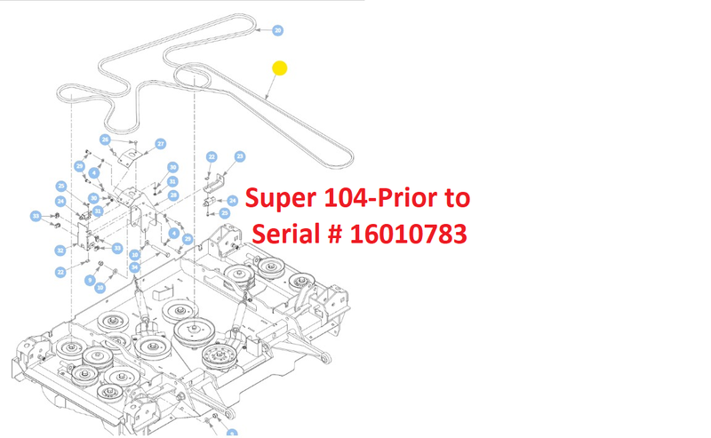 Hustler OEM 603786 Primary Center Mower Deck Belt Fits Super 104 Model - Prior to Serial Number 16010783.