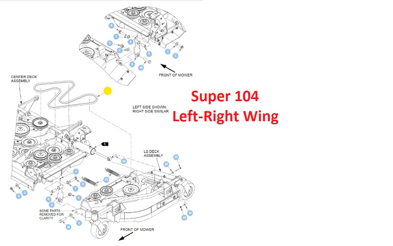 Hustler OEM 603885 Left and Right Wing Mower Deck Belt Fits Super 104 Model.
