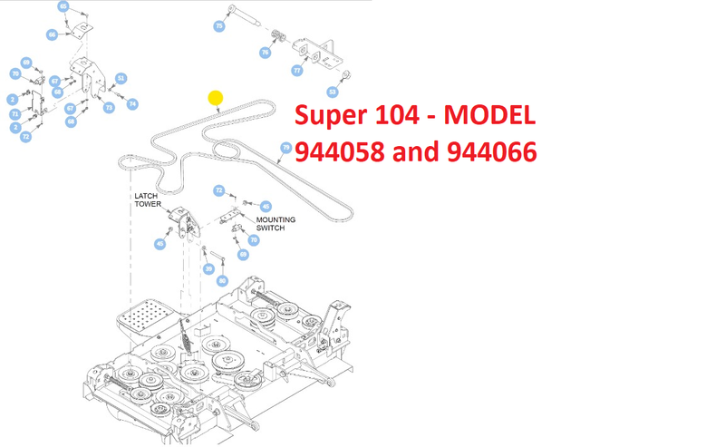Hustler OEM 609213 Secondary Center Mower Deck Belt Fits Super 104 Current Model 944058 and 944066.