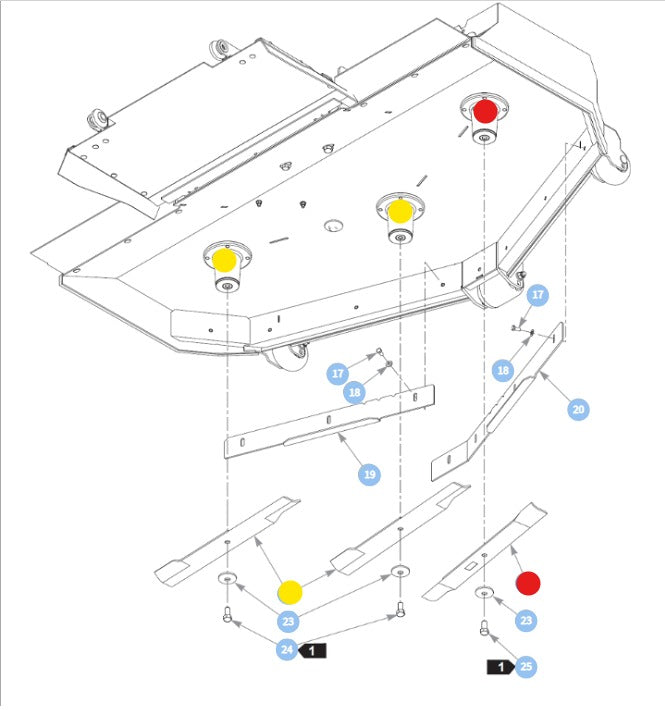 Hustler OEM 796839 LOW-FLO/FUSION Mower Deck Blades Fits Hustler 72" Super Z, Super HD, and Super DZ Rear Discharge Models, and Super 104 (Before Serial 18026653).