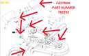 Hustler OEM 782292 Mower Deck Belt Fits Hustler Early 52" Super Z, 60" FasTrak, 60" X-ONEi Models, Late or Current Side Discharge 54" Super Z (Model 942805) and 60" X-ONE Models.