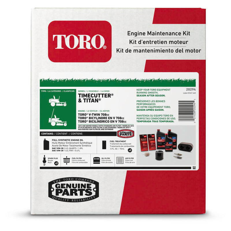 Toro 20294, 139-0646 OEM Engine Maintenance Kit for TimeCutter & Titan Zero-Turn Mower Twin Cylinder Engines