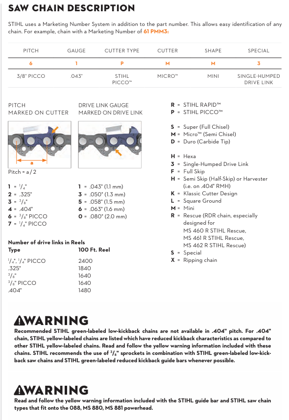 Stihl Genuine 26RM3 62E 16" Chainsaw Chain Loop 3689 005 0062