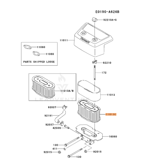 クラウンK Kawasaki 11029-7012 OEM Air Filter Kit for Kawasaki External Vented Ca