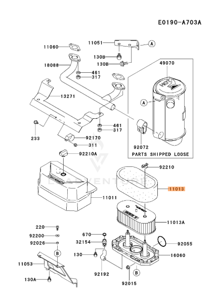 Kawasaki 11013-7025 OEM Pre-Filter for 11013-7031 Kawasaki Air Filter for FH381V - FH541V KAI Series Engines