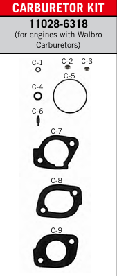 Kawasaki 11028-6318 OEM Carburetor Kit for FR / FS / FT / FX 730V, 691V, 651V