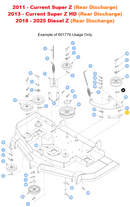 Hustler OEM 601779 UHMW Rotational Tensioner Arm Slide/Wear Pads Fits (2011 - Current Rear Discharge Super Z) - (2013 - Current Rear Discharge Super Z HD) - (2018 - 2025 Rear Discharge Diesel Z) - (All Super 88 Models) - (Super SF 60" and 72" Models).