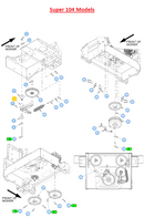 Hustler OEM 608005P Hydro / Drive Tension Idler Arm (Replaces 115536, 608005) Fits X-ONE (Select 2023 - Current Models) - Super Z (2013 - Current Models) - Super Z HD, Super 104 (All Models).