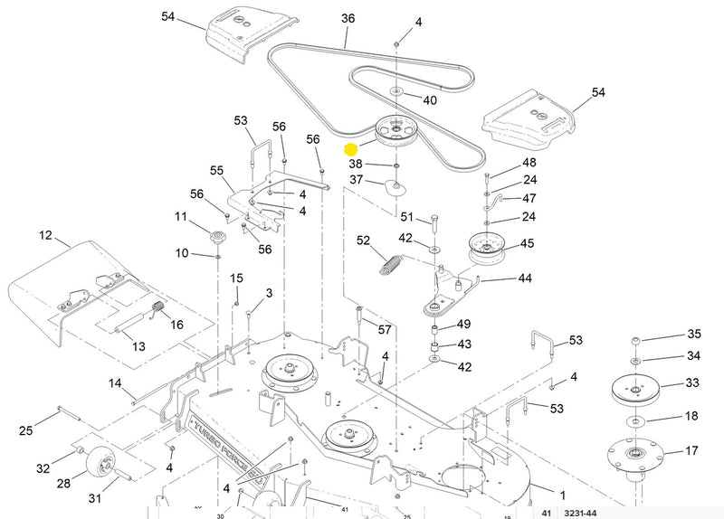 Toro OEM 136-5404 Mower Deck Flat Idler fits, Titan, Grandstand, Z Master 3000, 5000, and 6000 series