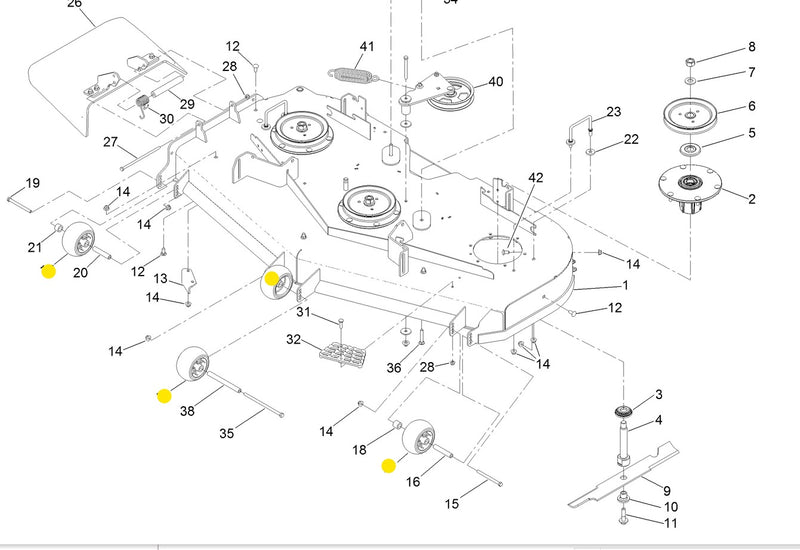 The 1-603299 OEM Toro Mower Deck Anti Scalp Roller is used on most Toro models including, Timecutter, Titan, Proline, Grandstand, Groundsmaster, Z Master