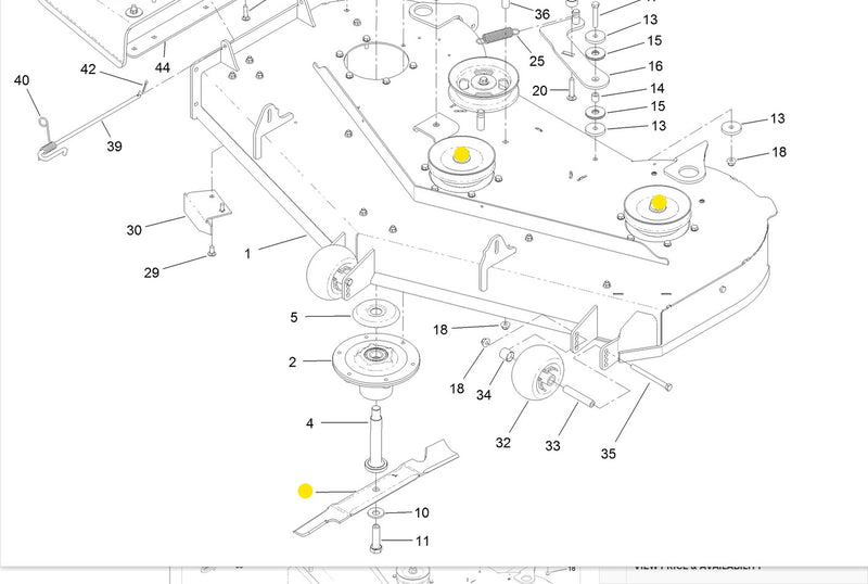 Toro OEM 138-8892-03 HI-FLO/Bagger Mower Deck Blades fits 54" Proline series, (Model 44427, 44454).