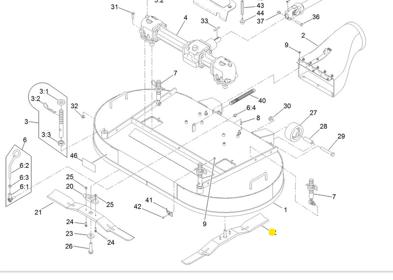 Toro OEM Left-Hand Mower Deck Blade 130-2861 fits 48" Z Master 8000 series.