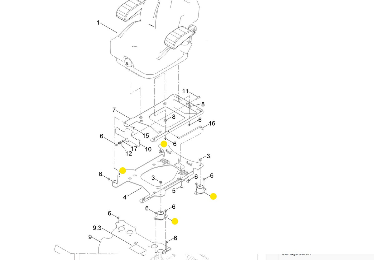 Toro 109-9034 OEM Seat Isolator fits the Toro Titan MX series and Z Ma