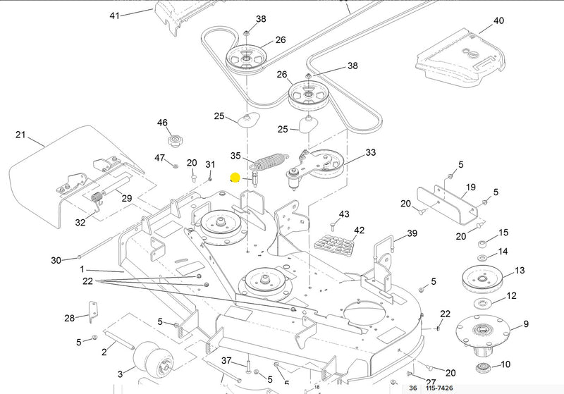 Toro OEM Tall Spring Anchor 114-5867 fits Toro Z Master 2000, 3000, 5000, and 6000 series.