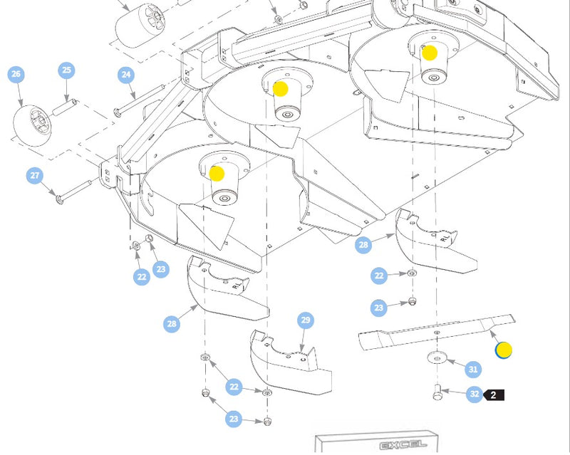 Hustler OEM 601012 LOW-FLO/FUSION Mower Deck Blades Fits 54" Hustler Models and SUPER 88" Models.