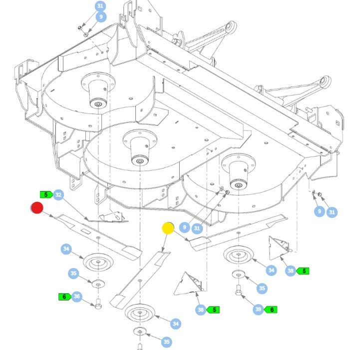 Hustler OEM 601013 Counterclockwise LO-LIFT Mower Deck Blade Fits Hustler Super 88 and some Early 54" Super DZ, X-ONE Models.