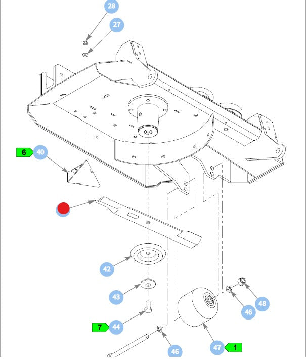 Hustler OEM 601013 Counterclockwise LO-LIFT Mower Deck Blade Fits Hustler Super 88 and some Early 54" Super DZ, X-ONE Models.