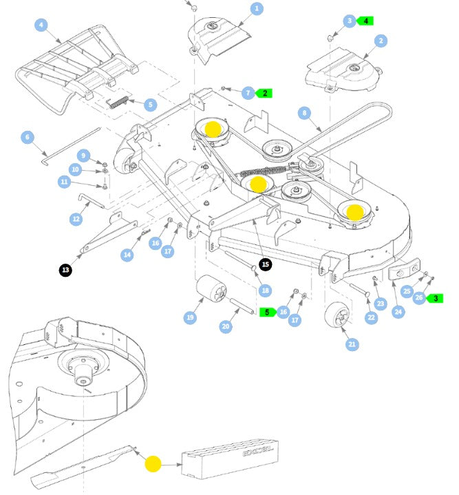 Hustler OEM 794685 HI-FLO/FUSION Mower Deck Blades fits Fits 42" and 60" Mower Deck with Exception of the Trimstar and Rear Discharge Models..