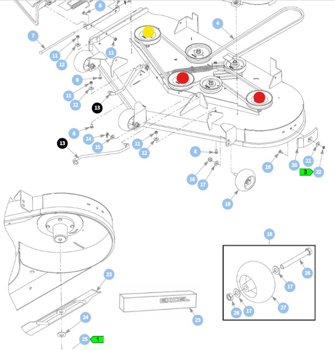 Hustler OEM 796649 Bagger/Catcher Mower Blade Fits 48" Raptor SD, Raptor SDX, Raptor XD, Raptor FlipUp and Trimstar Models.