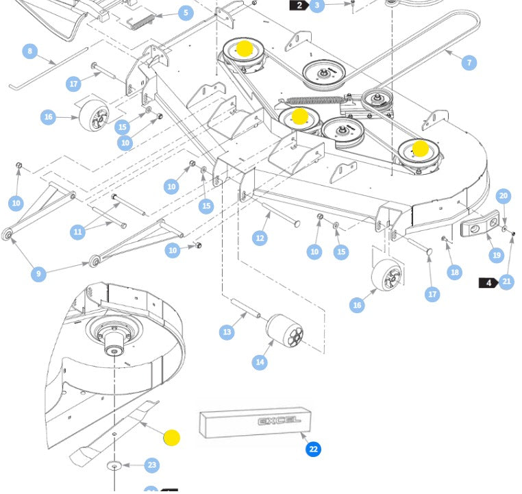 Hustler OEM 606253 HI-FLO/STANDARD Mower Deck Blades fits 60" FasTrak, FasTrak SDX, Trimstar, and Raptor/Raptor SD, SDX and XDX Models.