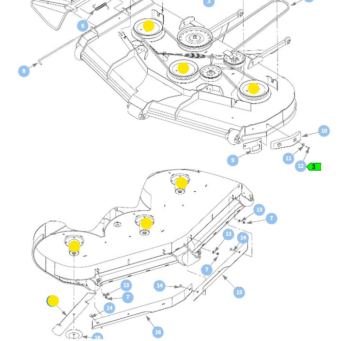 Hustler OEM 798702 HI-FLO/FUSION Mower Deck Blades fits the Side Disch