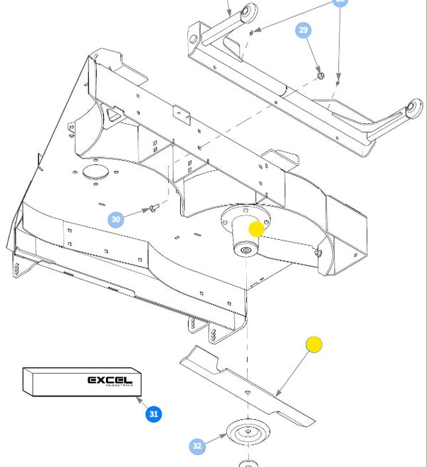 Hustler OEM 798702 HI-FLO/FUSION Mower Deck Blades fits the Side Disch
