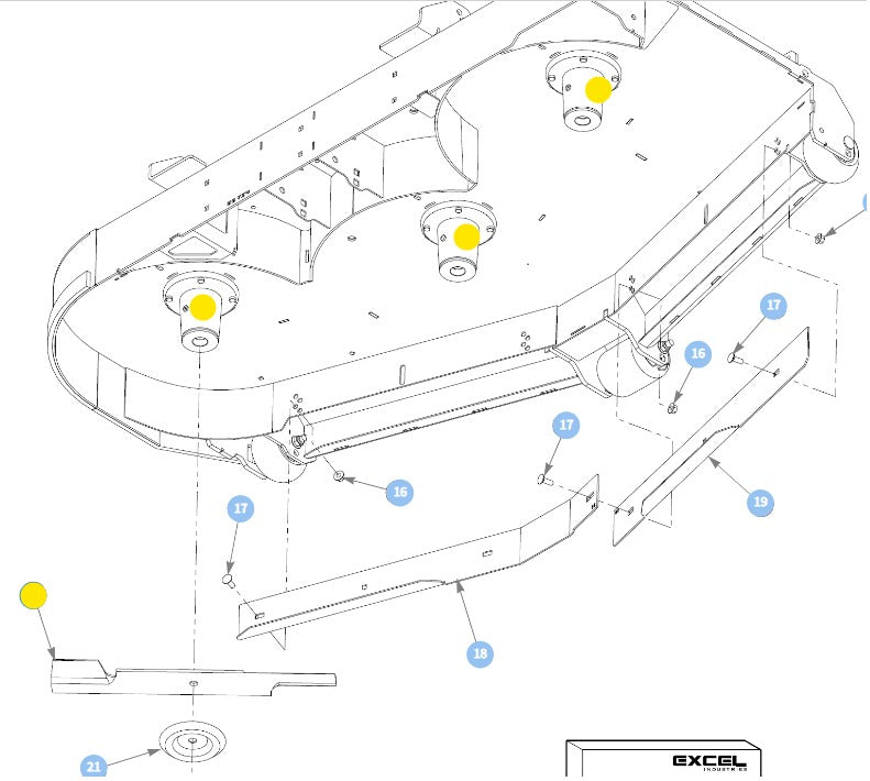 Hustler OEM 608087 Standard/EXTRA Hi-Lift Mower Deck Blades Fits 48" Super S Models.