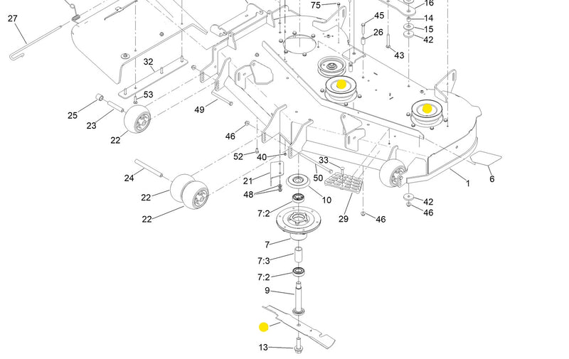 Toro OEM 117-7277-03 HI-FLO Mower Deck Blades fits Toro 48" Timecutters, Titans and Z Master 2000 Model 74141.