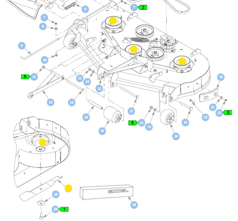 Hustler OEM Recycler/Mulching Mower Blade 796623 Fits the 48" Dash, Raptor, FasTrak, Trimstar, Surfer PRO, Super S Models.