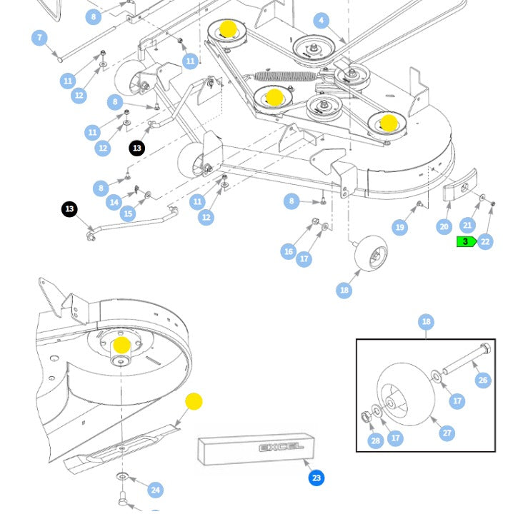 Hustler OEM 607558 Standard/LO-LIFT Mower Blade Fits 48" Dash, Dash XD, Raptor XD, Surfer PRO.