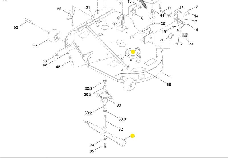 Toro OEM 131-3939-03 HI-FLO Mower Deck Blades fits 42" Timecutter series.