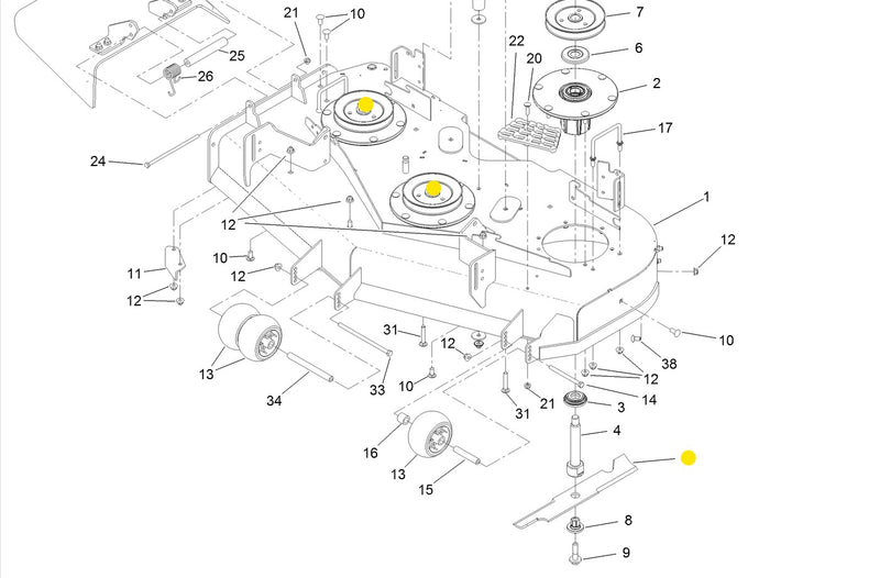 Toro OEM 140-1243 HI-FLO Mower Deck Blades fits 48IN. Grandstand and Z Master series.