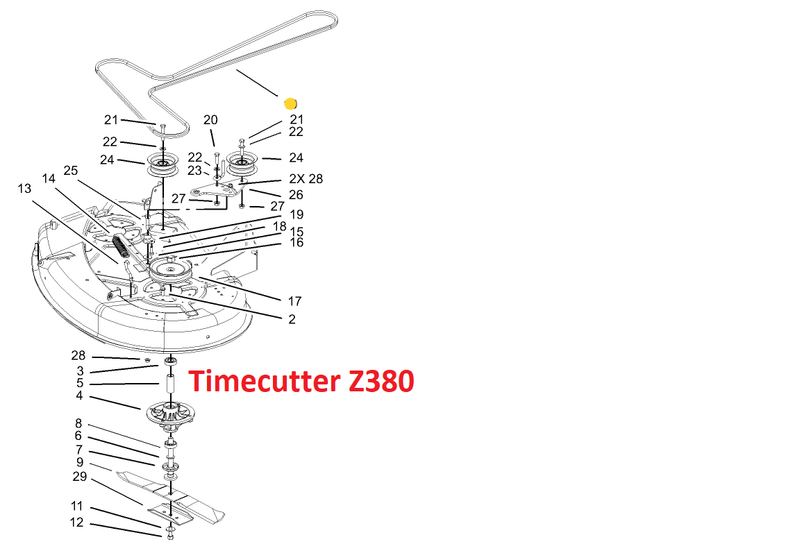 Toro OEM 106-6998 Mower Deck Belt Fits Toro 38" Timecutter Z380 and MZ14H Riding Tractor.