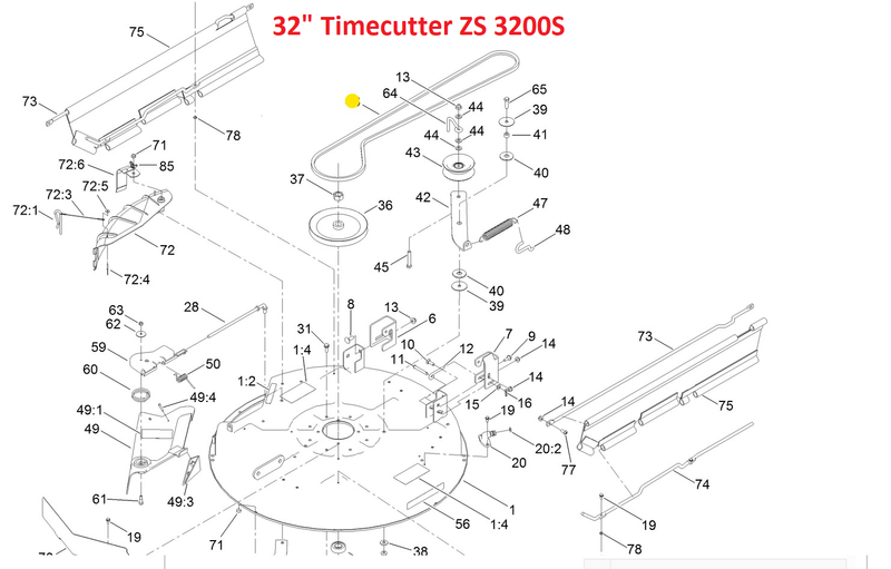 Toro OEM 139-2407 Mower Deck Belt Fits Toro 32" Timecutter ZS 3200S and Timecutter SS 3225 Series Mowers.
