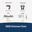 Husqvarna X-Cut S93G-45 12" Chainsaw Chain – 3/8" Mini Pitch, .050" Gauge, 45 Drive Lin